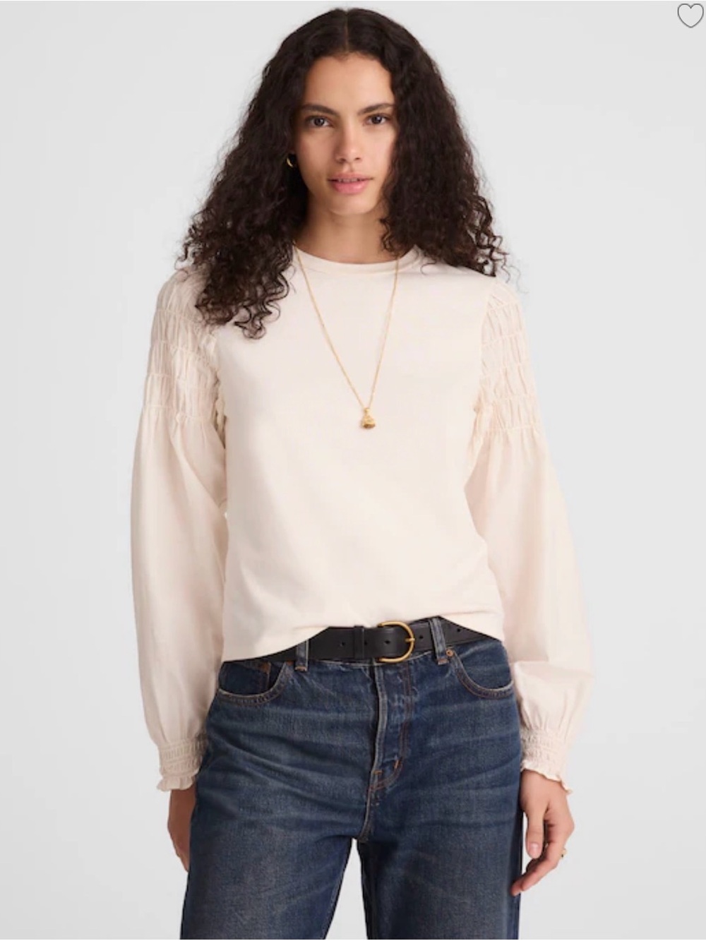 Madewell Smocked Long-Sleeve Tee